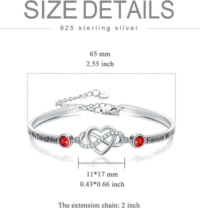 AOBOCO 925 Sterling Silver Adjustable Infinity Heart Bangle Bracelet for Sister Best Friend Daughter Mom Grandma Granddaughter Daughter in Law Godmother Goddaughter Stepmom Stepdaughter - Image 4